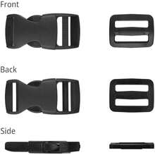4 Set Buckles For Straps And 8 Pcs Tri-Glide Slide, Side Release Plastic Buckle Clip, For Straps1-Inch Webbing Etc - Black-2 - View 6
