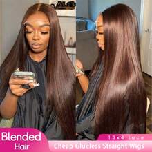 PQL Wear And Go Glueless Straight Wigs Bob Wig Human Blended Hair Pre Plucked Pre Cut 13x4 4x4 HD Lace Frontal Wigs Human Blended Hair Short Straight Wigs Human Blended Hair Wig For Women Upgraded No Glue Bob Wig 180% Density - S4 - View 1