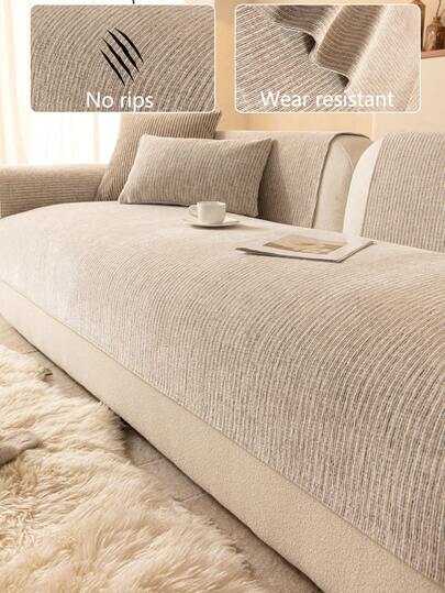 1pc Comfortable Chenille Sofa Cushion Cover, All Season Modern Minimalist Non-Slip Sofa Seat Pad, Dust-Proof And Washable Sofa Slipcover, Soft And Colorfast, Pet-Friendly Protector Fit For Bedroom, Office, Living Room Combination Furniture, L-Shaped Sofa And 1/2/3/4 Seat Sofa