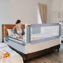 Bed Rail, 150/180/200 Cm Bed Rail, Fall Protection, Height Adjustable, Grey
