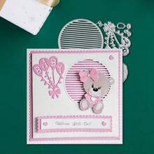 创意小熊和气球切割模具，DIY剪贴簿相册和压花模板，贺卡制作工具，卡片纸切割工艺品，礼品卡制作模板模切。 - 銀色 - 查看 5