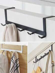 5-Hook Metal Wall Mounted Over The Door Hanger Rack, Space Saving Towel, Clothes And Accessory Storage Organizer - Suitable For Kitchen, Bathroom And Bedroom, Bathroom Towel Rack - Multicolor - View 4