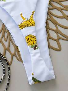 Sultry Sol Bộ 2 món bikini nữ gợi cảm, in họa tiết da báo toàn thân, hở lưng, thích hợp đi biển, nghỉ dưỡng, biểu diễn sân khấu và hòa nhạc, kỳ nghỉ hè, màu trắng. - trắng - Xem 5
