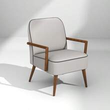 FurnitureR Silla Decorativa Mediados Siglo Silla Comedor Moderna Sillón Retro Madera y Tela Pana Sillón Lounge Cómodas Sillas Lectura para Espacios Pequeños Gris - Gris - Ver 1