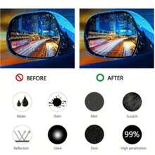 4pcs Car Rearview Mirror Protective Film Side Windows Sticker, Anti Fog Glare Rainproof Waterproof Mirror Film Clear Nano Coatin - A - View 8
