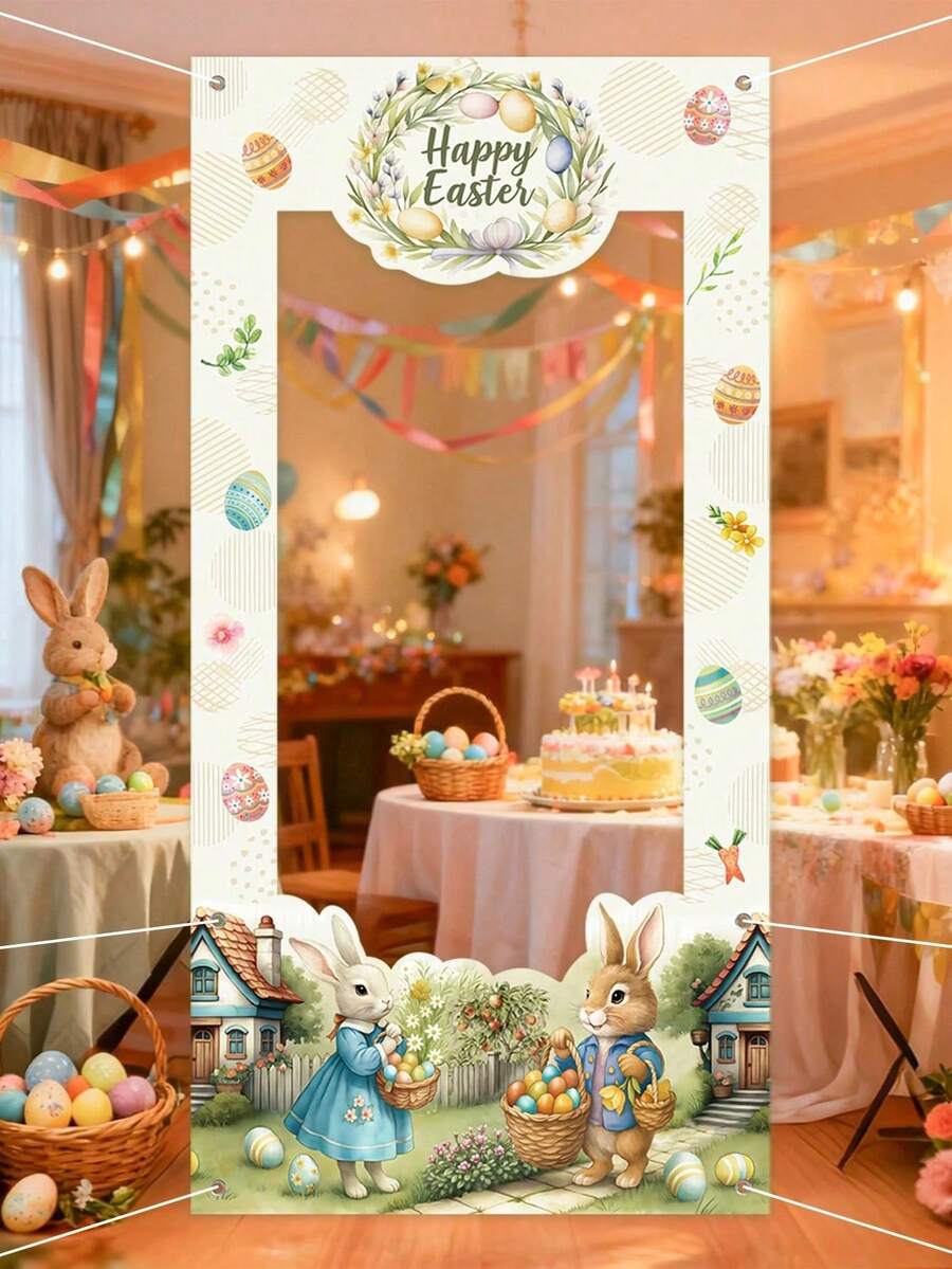 Osterhasen Foto Hintergrund, Frühlings Hasen Ei Muster Hintergrund Dekorationsprops, Osterparty hängende Dekorationsbanner, Fröhliche Ostern Foto-Props, Ostergeschenke, Fröhliche Ostern