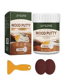 JAYSUING 填充漆 - 白色/枫木色/黑胡桃木色，多种颜色可选。适用于修补实木、复合材料、刨花板家具、地板、门框上的裂缝、孔洞、钉孔和油漆剥落。易于打磨、塑形，修补后表面光滑洁净。是恢复磨损物品外观和质感的实用解决方案。操作简便，是DIY家居装修的理想之选。 - 彩色 - 查看 5