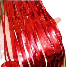 1/2 件闪亮红色金属丝流苏帘，派对装饰流苏帘，箔片流苏帘，婚礼派对装饰，新娘送礼会礼物，生日派对背景，性别揭晓派对用品，节日庆典，家居装饰，悬挂装饰，摄影背景，周年纪念，节日派对装饰 - 鮮紅色 - 查看 7