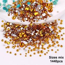 SS6 2MM-SS30 6.4MM, 7 Sizes, Non-Hot Fix, Adhesive Round Flat Bottom Glass Crystal Rhinestones, Multi-Color Crystal Gemstone Jewelry Beads DIY Glass Stone Diamond Design Accessories, Glitter Nail Art Stickers Decoration, Suitable For Phone Cases, Clothes, Bags, Shoes, Crafts - Multicolor - View 91