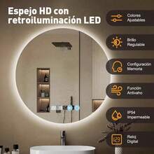Espejo Con Luz Led Para Baños Touch Antivaho 3 Modo 50x50cm Ch50-1 - CH50-1 - Ver 4