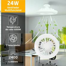 Ventilador Silencioso  Foco Lampara a Control Remoto Multicolores, Velocidades JWJ - V01 SIN CONTROL - Ver 3