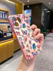 1pc Multi-Butterfly UV Printed Anti-Drop Phone Case Compatible With Samsung/Galaxy/Infinix/Redmi/OPPO/VIVO/Realme Android Models - Pink - View 6