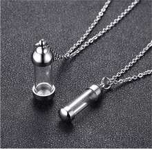 1件透明玻璃圆柱镂空吊坠项链，不锈钢材质，适合男士日常佩戴 - 圓柱形 - 查看 1