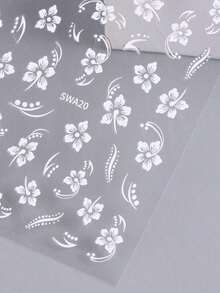 5D Gold Line Hibiscus Flower Nail Sticker Embossed Metallic Asymmetric Square Frame Pink Red Floral Petals Bowknot DIY Spring Summer Elegant Y2K Style Self-Adhesive Gel Polish Decal Sliders Holographic Nail Art Decoration Home Salon Nail Supplies Nails - 彩色 - 查看 9