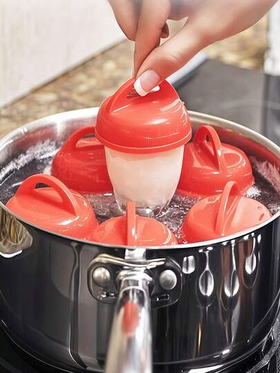 4/6pcs Non-Stick Silicone Egg Cooker - Handy Kitchen Tool For Easily Boiling And Steaming Eggs