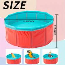Portable Parrot Bath Tub, Suitable For Outdoor And Travel - Durable PVC Bird Bath Bowl With Non-Slip Surface, Easy To Store And Carry, Fit For Small To Large Birds Like African Grey Parrots, Cockatoos, Lovebirds, Parrots, No Battery Required - Multicolor - View 3