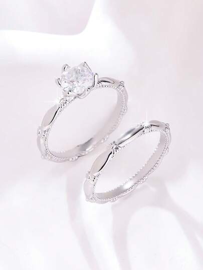 2 قطعة مجموعة خاتم رجالي فاخر عتيق أنيق من التركيبي الدائري، مناسب للزفاف والخطوبة والديكور، هدية مثالية ليوم الحب/الذكرى السنوية - مجوهرات عصرية