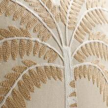 1个18x18英寸棕色椰子树农场风格刺绣抱枕套，春夏装饰靠垫套，方形乡村风花卉枕套（不含枕芯） - 米色 - 查看 8