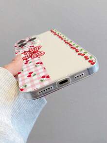 1pc Cherry Bow Pattern Transparent Soft TPU Phone Case, Anti-Fall Anti-Scratch Anti-Fingerprint, Precise Camera Cutout Compatible With Samsung, Apple, Nothing, Pixel, INFINIX, Redmi - Multicolor - View 6