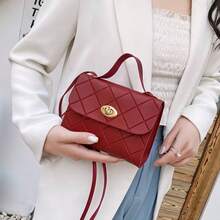 2025 New Fresh & Youthful Rhombus Embossed Small Square Shoulder Bag, Crossbody Bag, Wholesale Women Handbag - Burgundy - View 4