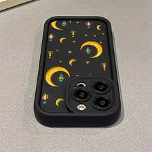 1pcs Moon Lantern Pattern Phone Case Suitable For Apple Phone17 16 15 14 13 12 11 PRO MAX X XSMAX Galaxy S22 S23 S24 S25 S26 Ultra A13 A14 A15 A16 A52 Silicone Shock Proof Vintage Minimalist Aesthetic Cute Elegant Can Be Given To Friends Can Be Given To A Lover - 黑色 - 查看 5