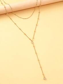 1pc Sexy Gold Tone Double Layer Y-Shape Back Body Chain Jewelry For Women - Gold - View 5