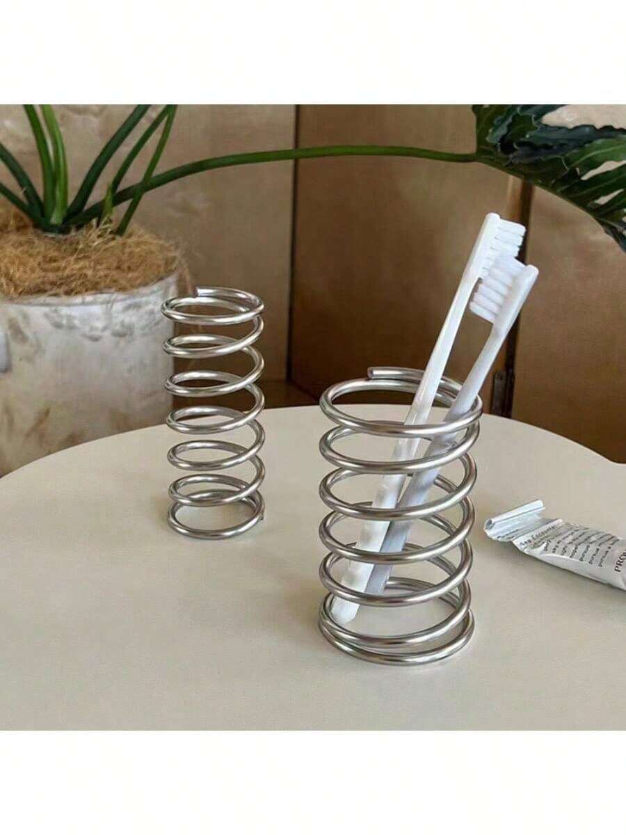 1 hộp đựng bàn chải đánh răng bằng thép không gỉ, giá đựng kem đánh răng và bàn chải đánh răng đa chức năng, kệ phòng tắm và bàn trang điểm, giá đựng mỹ phẩm, giá để ráo nước, phụ kiện phòng tắm, hộp đựng bàn chải đánh răng, phụ kiện trang trí phòng tắm. - Bạc - Xem 1