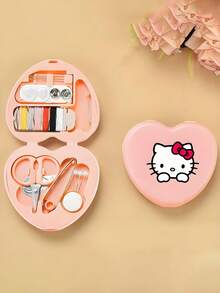 Sanrio Kit de costura de Hello Kitty, caja de almacenamiento en forma de corazón mini, juego de agujas de coser y hilo - Multicolor - Ver 5
