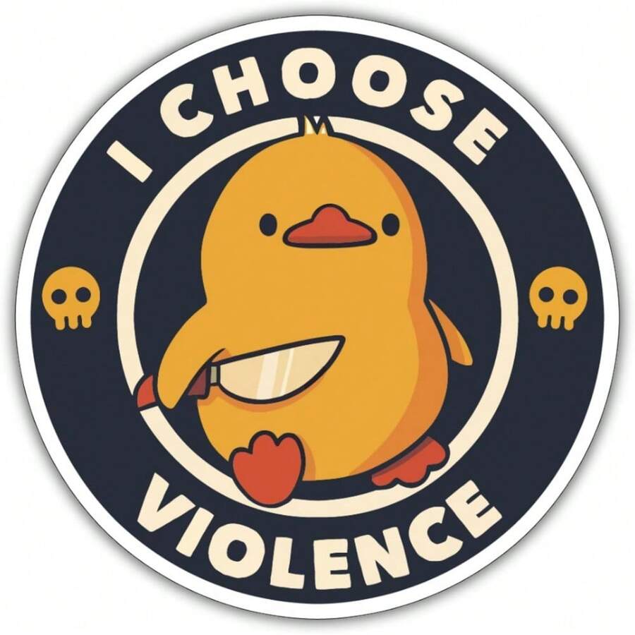 Little Duck I Choose Violence Sticker Vinyl Decal [3x3 INCH], Funny Meme Sticker, Duck With Knife, Adult Dark Humor For Car Bumper, Trucks, Locker, Water Bottle, Laptop, Phone Case - 預設 - 查看 1