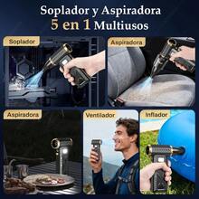 CYAire Comprimido y Aspiradora 5 en 1 [6 Velocidades] 150000RPM Sopladora de Aire Inalambrica y Potente Mini Aspiradora para Auto Lavable HEPA Filtro 30MIN-4H Autonomía Ultra Larga - como en la foto - Ver 2