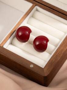 1Pair Autumn Winter Simple, Exquisite And Elegant Retro Red Faux Pearl Design Earrings, Unique Festive Temperament, Gorgeous Feeling, Women's Wedding Banquet Events, Fashionable Holiday Dressing Earrings