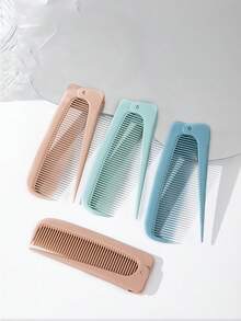 Foldable Pointed Tail Comb, Portable Travel-Friendly Dry & Wet Use Mini Compact Anti-Static Hair Brush Tool - Multicolor - View 4