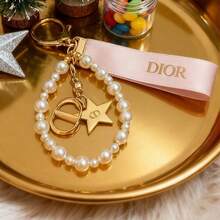 Faux Pearl Bag Charm, Lucky Star Keychain, Christmas Gift - Pink - View 4