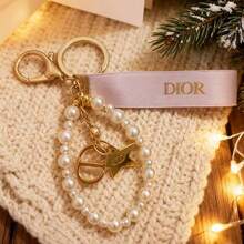 Faux Pearl Bag Charm, Lucky Star Keychain, Christmas Gift - Pink - View 5