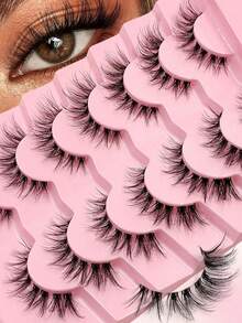 7 Pairs MKHLINA Natural Eyelash Extensions With Transparent Band, 9-14mm Fluffy Lashes, Salon Quality For Daily Use