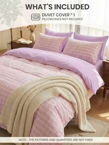 2/3pcs Digital Print Duvet Cover Set (1 Duvet Cover + 1/2 Pillowcases Without Insert), Pink Gingham Print, Cozy And Breathable Bedding Set, Skin-Friendly And Comfortable, Soft And Anti-Pilling,Fits For Twin/Full/King/Queen All Size Beds, Suitable For All Seasons, Multiple Size Options Available, Machine Washable, Aesthetic Bedding, Room Decor, Bedroom Decor, Oeko-Tex - Multicolor - View 3