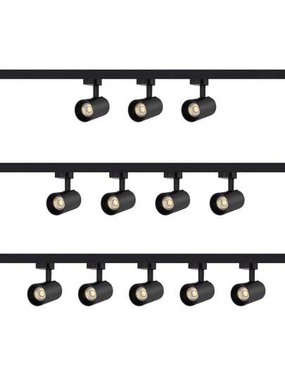 Kit Mini Spot Led 30w 6500k BrancoFrio Trilho Eletrificado Bivolt 110v/220v Preto Direcionável