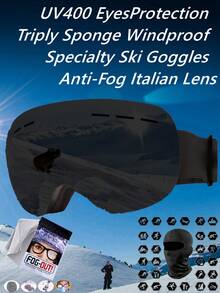 POLASUP 1 件冬季防雾专业双层防雾滑雪镜，带镜面涂层，聚碳酸酯防碎镜片，可调节防滑带，厚泡沫垫，适合高山滑雪、西伯利亚滑雪，圣诞礼物 - 黑框/防霧雙層銀色鍍膜鏡片//雙調整扣 - 查看 7