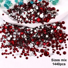 SS6 2MM-SS30 6.4MM, 7 Sizes, Non-Hot Fix, Adhesive Round Flat Bottom Glass Crystal Rhinestones, Multi-Color Crystal Gemstone Jewelry Beads DIY Glass Stone Diamond Design Accessories, Glitter Nail Art Stickers Decoration, Suitable For Phone Cases, Clothes, Bags, Shoes, Crafts - Multicolor - View 73