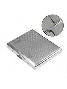 1个金属香烟盒，适用于普通尺寸、加大尺寸、100支装香烟，可装20支雪茄，便携式香烟收纳盒，男女通用，吸烟配件，香烟盒，礼品