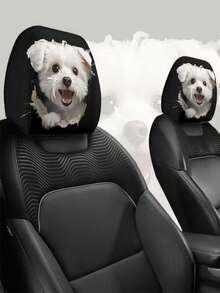 2 piezas de lindas fundas para reposacabezas de coche con diseño de cachorrito blanco asomando. Son adecuadas para la decoración del interior del coche, fáciles de instalar y quitar, de ajuste universal y apropiadas para viajes de larga distancia y salidas de ocio. - 2 piezas - Ver 7