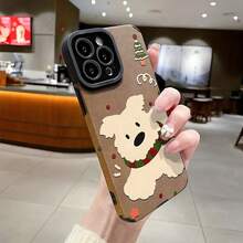 Christmas Dog Cartoon cute 2026 Happy New Year phone case suitable for  17 16 15 14 13 12 11 PRO MAX PLUS AIR New Year gifts for boyfriends, girlfriends, and family members Skin phone case - Parche para el ojo - Gamuza - Azul - Perro navideño ZNEECI - Ver 1