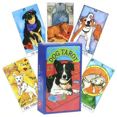 狗狗塔罗牌 - 78张可爱的宠物塔罗牌，用于占卜和预测未来，适合初学者和爱好者，开启一段精神之旅，探索命运。是万圣节、圣诞节和生日的完美礼物 | 精美卡片设计。