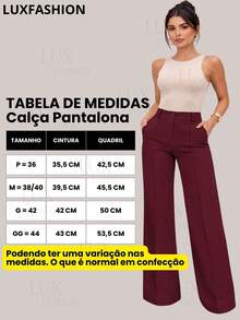 Luxfashion.Br Women's Tailored Dress Pants With Button, Pocket, And Zipper - 酒紅色 - 查看 2