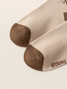 Disney 1/5 Pairs Mouse Embroidered Kids Crew Socks, Cute Beige & Brown Cartoon Spring Fall Socks For Girls - Multicolor - View 9