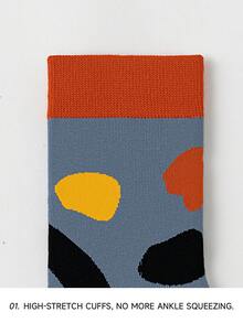 1/5 Pairs Unisex Couple Plant Leaf Graphic Art Design Breathable Cotton Crew Socks, Suitable For Travel, Home, Office, Holidays, Gift - Multicolor - View 5