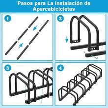 Soporte de Estacionamiento para 5 Bicicleta, Soporte de Almacenamiento para Bicicleta Ajustable, Organizador de Almacenamiento para Bicicleta Montaña Disponible Interior Exterior MTB Carretera - Negro - Ver 3