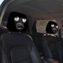 2pcs Funny Ghost Face Car Headrest Covers, Unique Car Decor Covers, Add Fun To Your Vehicle, Instantly Enhance The In-Car Atmosphere, Making Driving Less Boring, Excellent Choice For Car Interior Decoration - 2-piece Funny Face Head Pillowcase - View 4