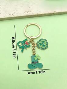 30 piezas Día de San Patricio DIY Verde Esmalte y Aleación Dorada Trébol de Cuatro Hojas Colgante de Dibujos Animados Joyería Haciendo Regalo Festivo (Estilos Aleatorios) - Multicolor - Ver 3