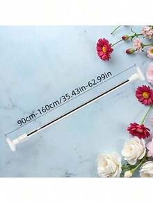 1根免钻孔可伸缩窗帘杆，安装简便，直径22毫米，长度可调节50-80厘米/70-120厘米/90-160厘米，适用于浴帘、门帘、衣物悬挂等，伸缩式设计。 - 彩色 - 查看 10